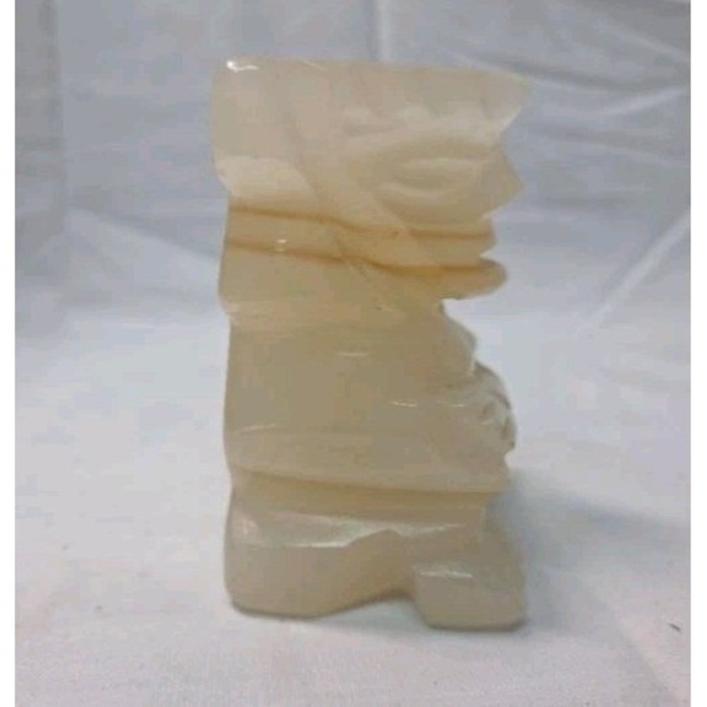 Vintage Hand Carved White Onyx Frog Figurine Small Stone Sculpture Natural Decor - Picture 3 of 5